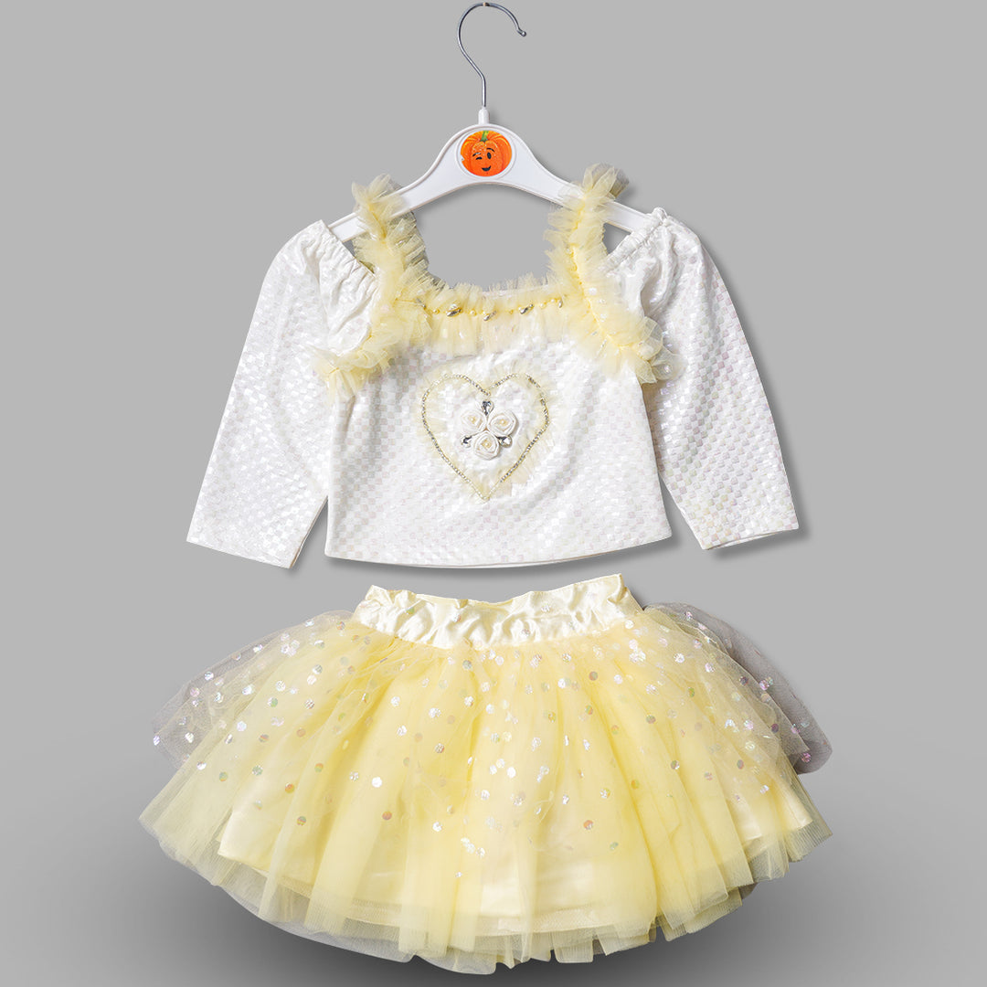 Dotted Fluffy Tutu Top & Skirt Set GS20291Lemon