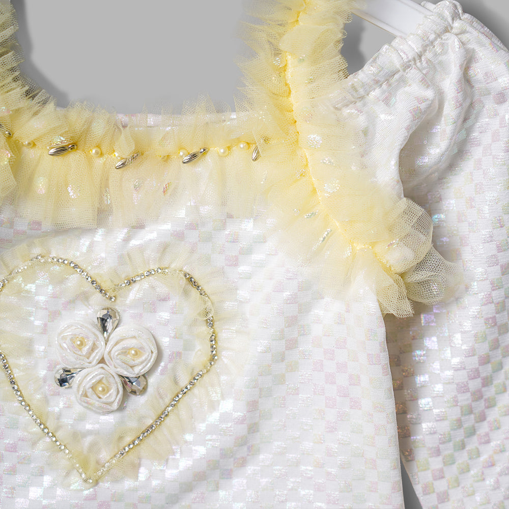 Dotted Fluffy Tutu Top & Skirt Set GS20291Lemon