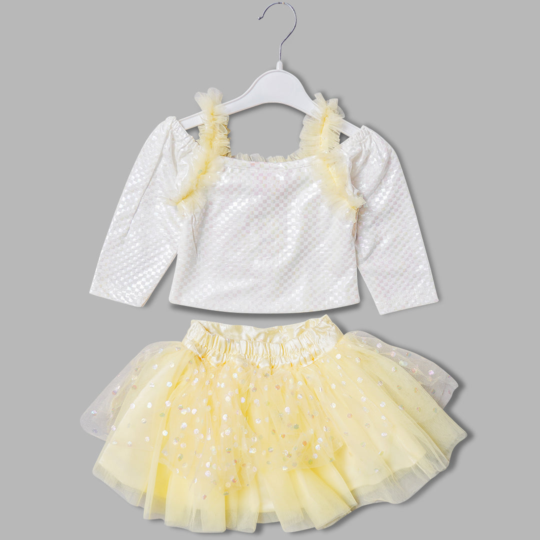 Dotted Fluffy Tutu Top & Skirt Set GS20291Lemon