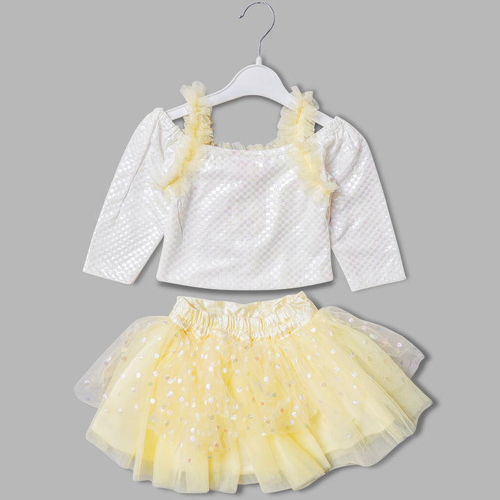 Dotted Fluffy Tutu Top & Skirt Set GS20291Lemon