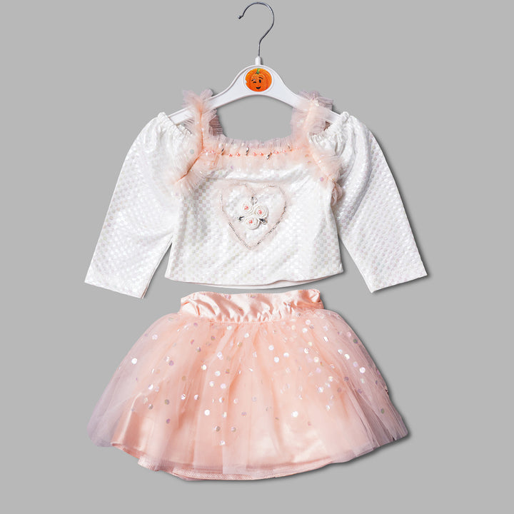 Dotted Fluffy Tutu Top & Skirt Set GS20291Peach