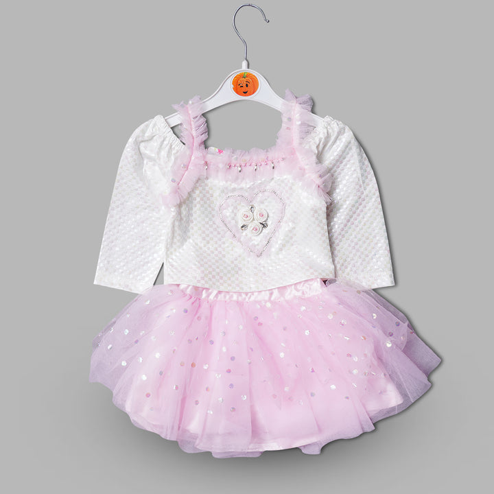 Dotted Fluffy Tutu Top & Skirt Set GS20291Pink