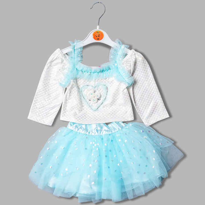 Dotted Fluffy Tutu Top & Skirt Set GS20291Sky Blue