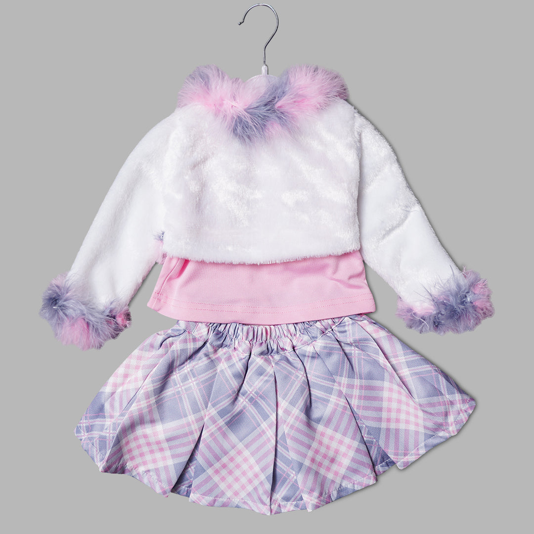 Cozy Fur Style Top & Skirt Set GS20302Pink