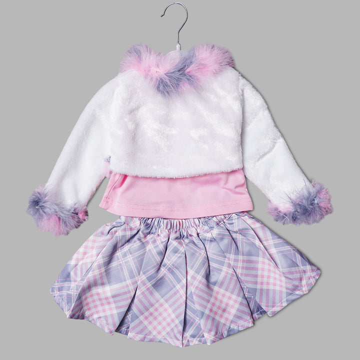 Cozy Fur Style Top & Skirt Set GS20302Pink