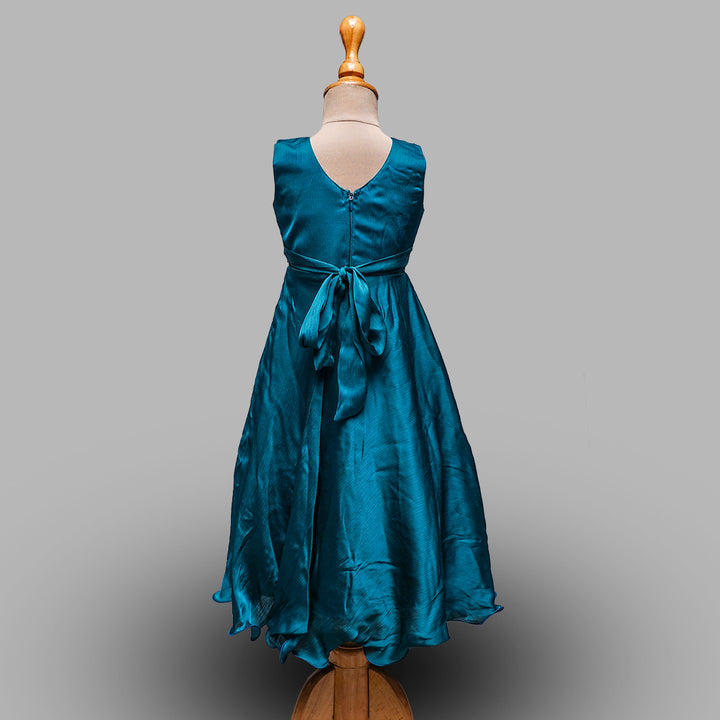 Green & Wine Gown For Girls Back View