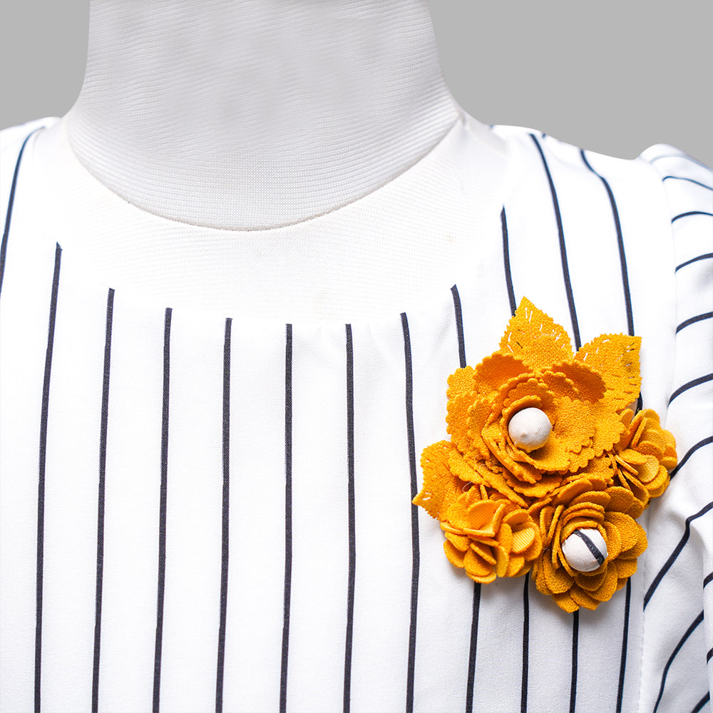 Royal Mustard Lining Attached Flower Girls Midi Close Up View