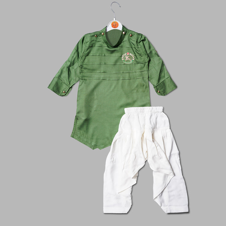 Green Color Boys Kurta Pajama Front View