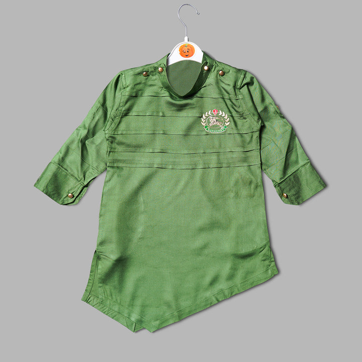 Green Color Boys Kurta Pajama Top View