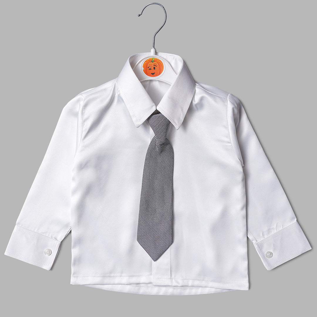 Black Party Wear Boys Suit with Pearl Brooch Inner View