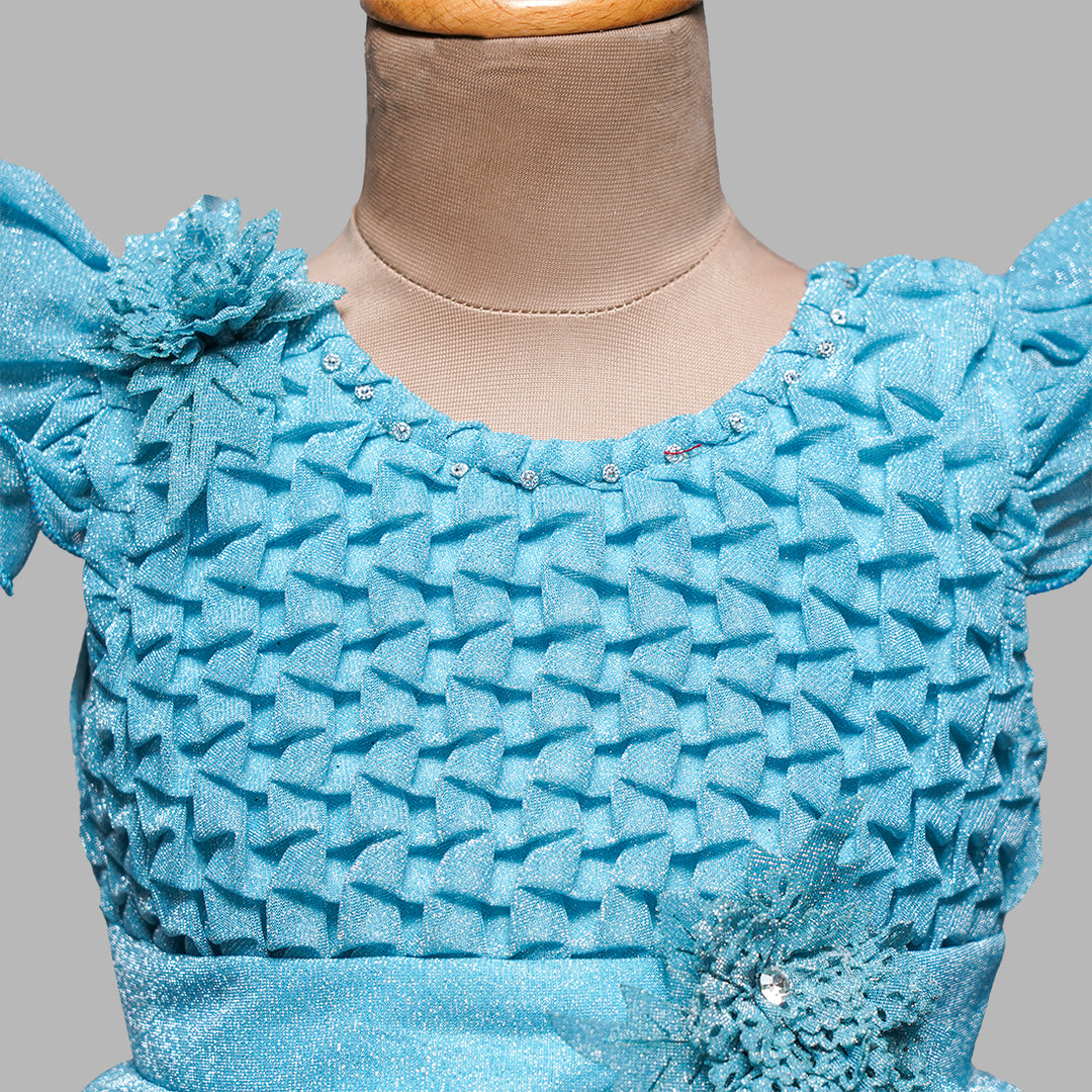 Frock for Girls with Flutter Sleeves Close Up View