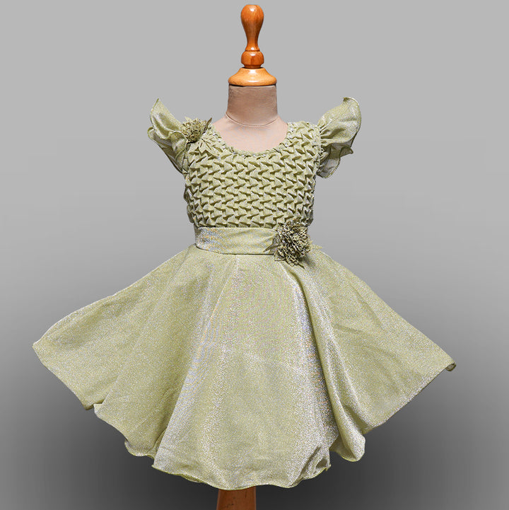 Frock for Girls with Flutter Sleeves Front View