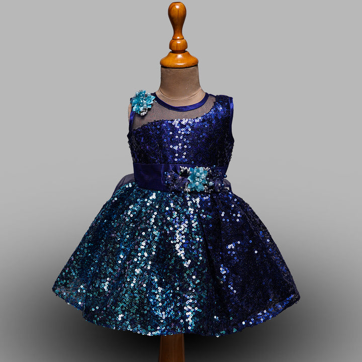Sequin Patterns Frock for Girls Front View