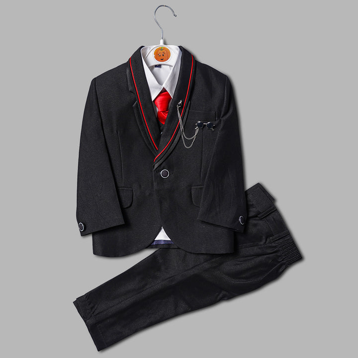 Black & Navy Blue Party Wear Boys Suit Front View