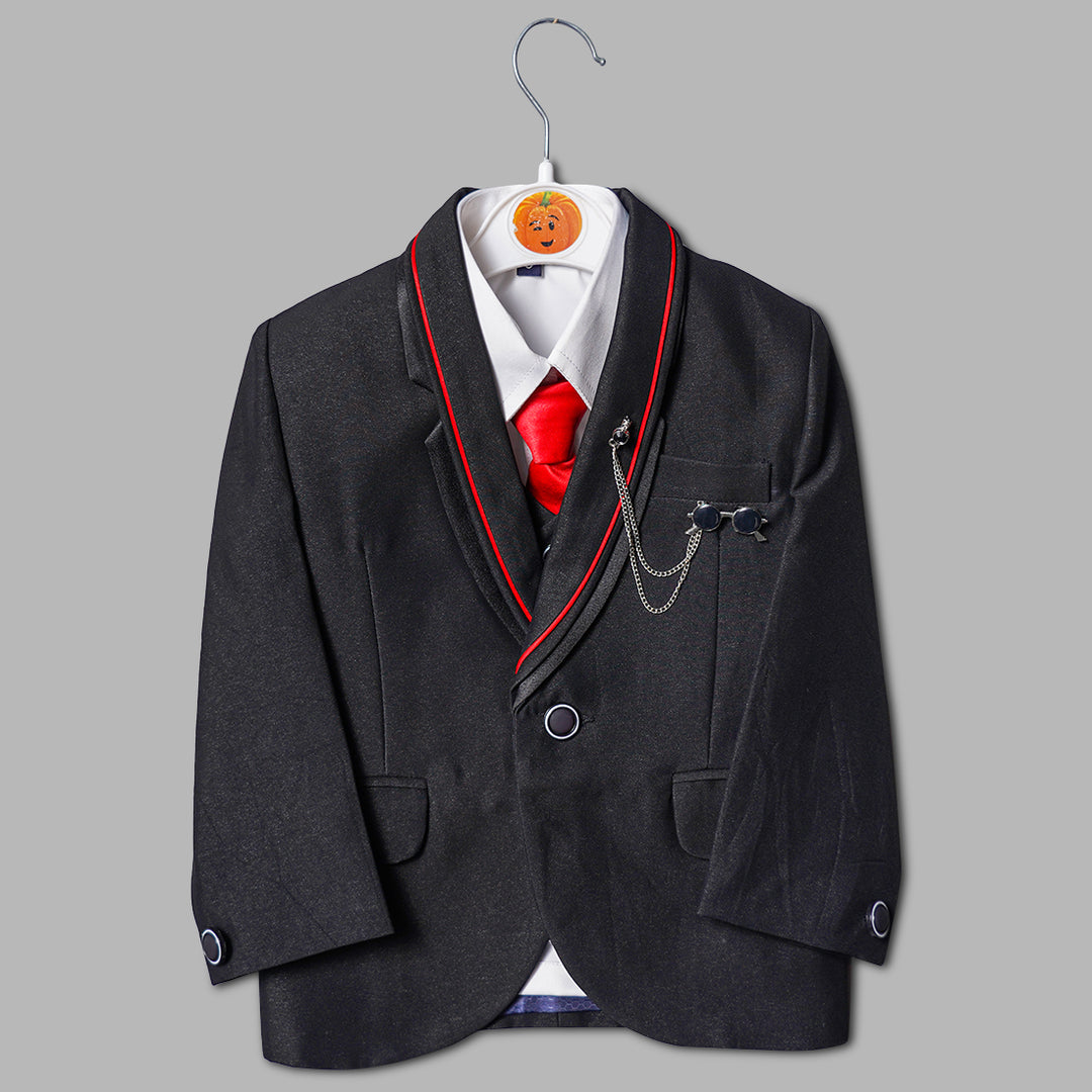 Black & Navy Blue Party Wear Boys Suit Top View