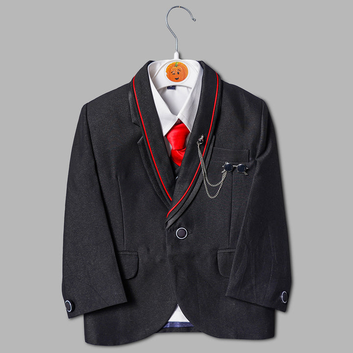 Black & Navy Blue Party Wear Boys Suit Top View