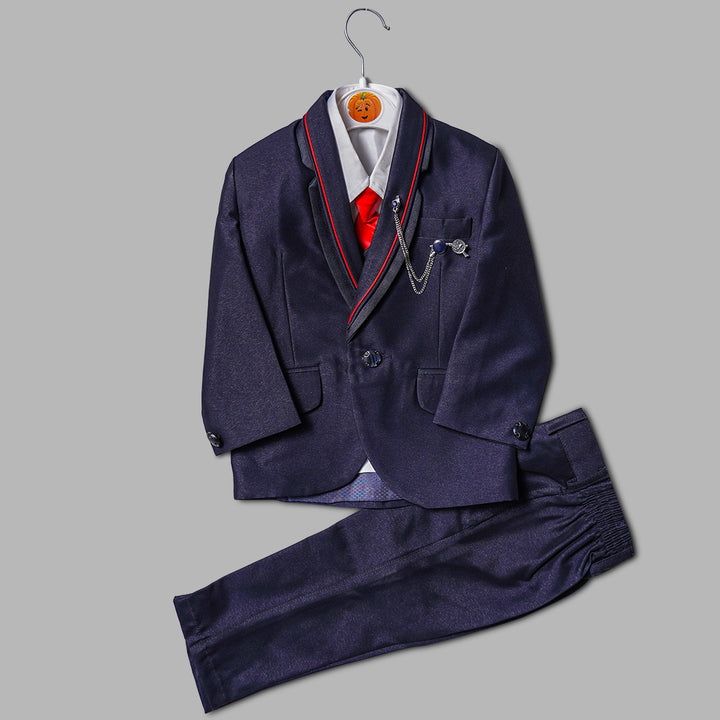 Black & Navy Blue Party Wear Boys Suit Front View