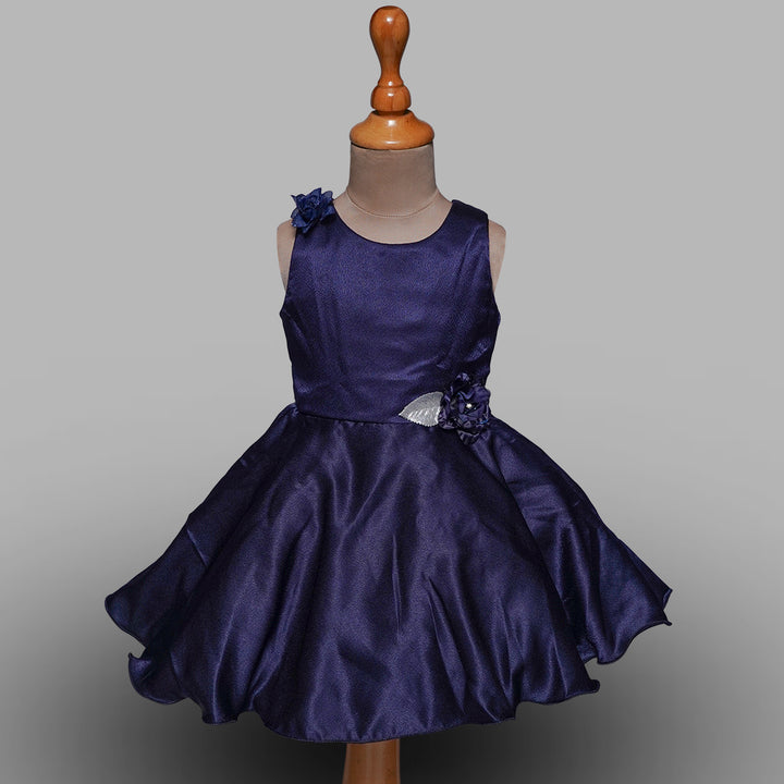 Sleeveless Party Wear Kids Frock in Flare Front View