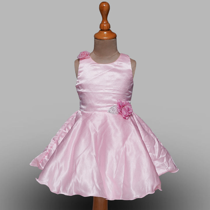 Sleeveless Party Wear Kids Frock in Flare Pink