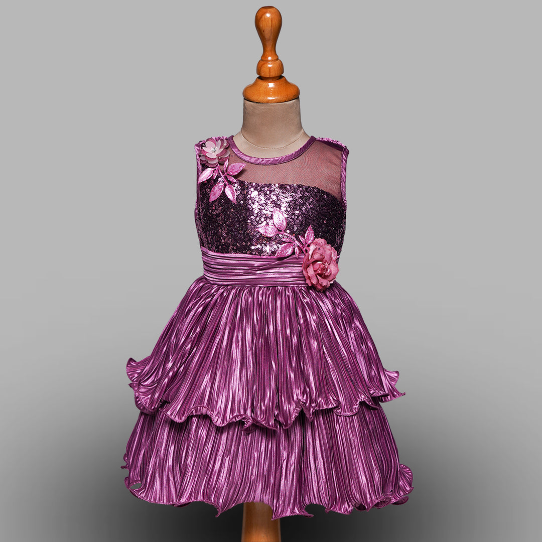 Frock For Kids With Floral Pattern Front View