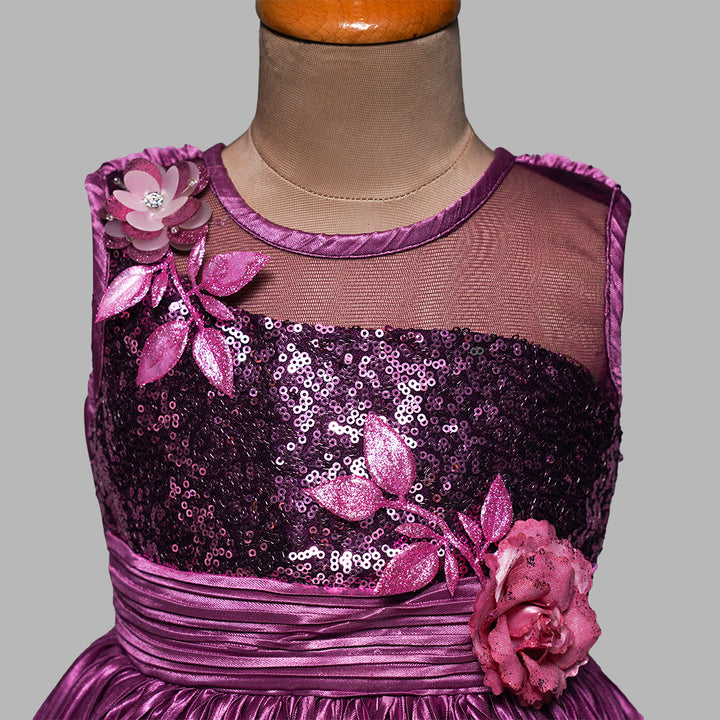Frock For Kids With Floral Pattern Close Up View