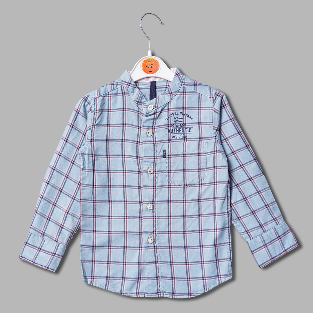 Full Sleeves Shirt For Kids With Checks Print BU01110Grey