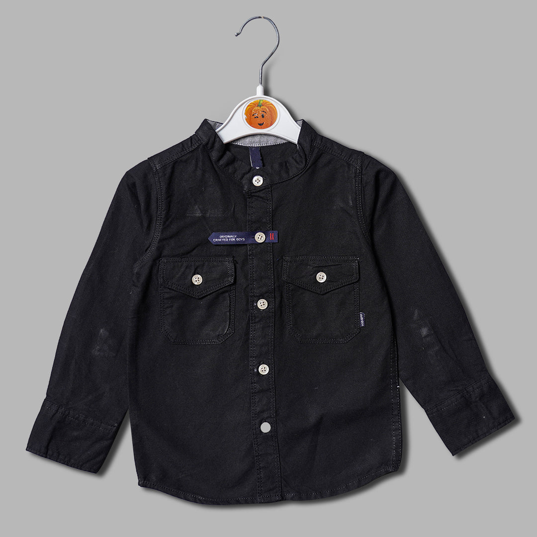 Solid Full Sleeves Shirt for Boys Front View