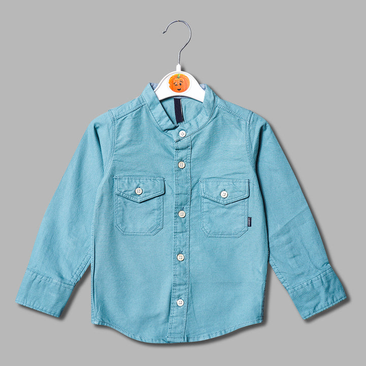 Solid Blue Full Sleeves Shirt for Boys Variant Front View