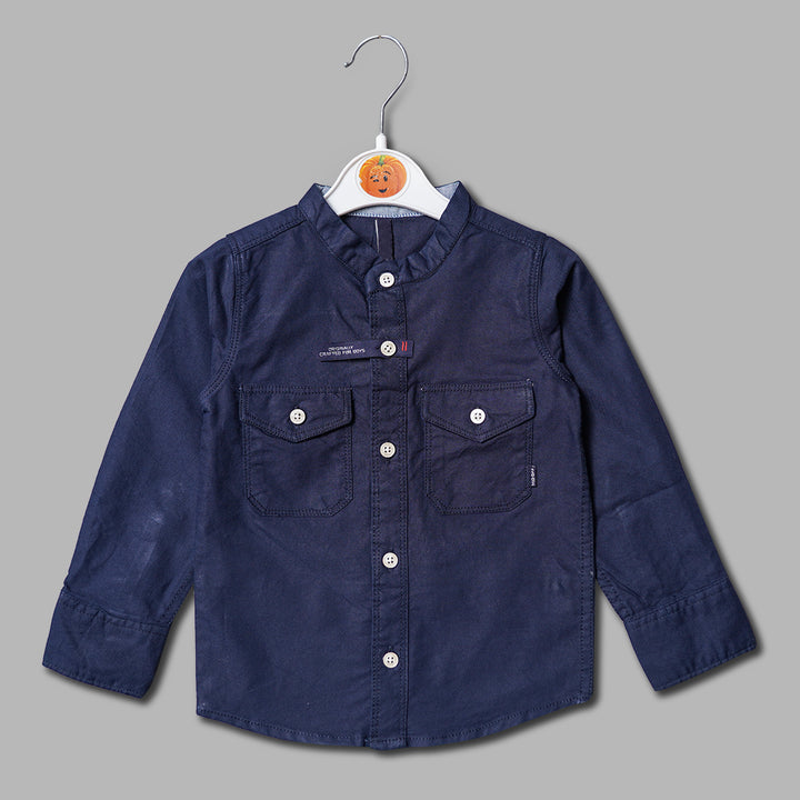 Solid Blue Full Sleeves Shirt for Boys Variant Front View