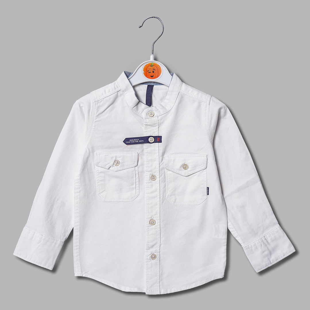 Solid White Full Sleeves Shirt for Boys Variant Front View