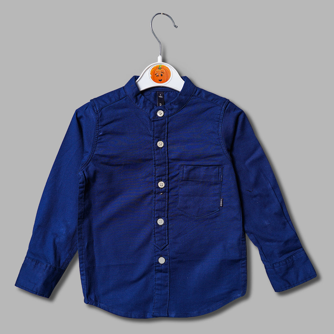 Royal Navy Blue Full Sleeves Shirt for Boys Front View