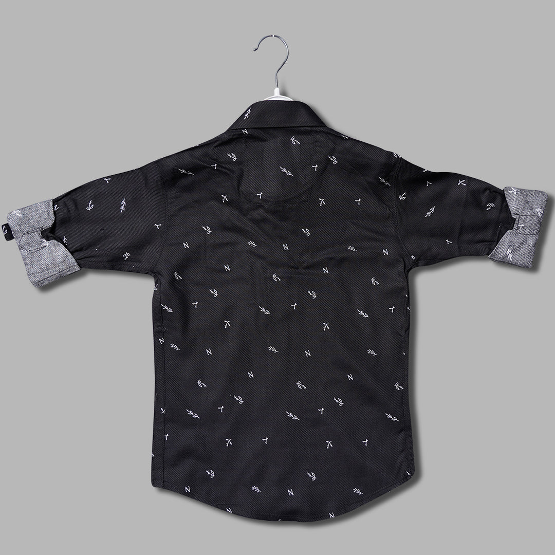 Black & White Printed Shirt For Boys Back View