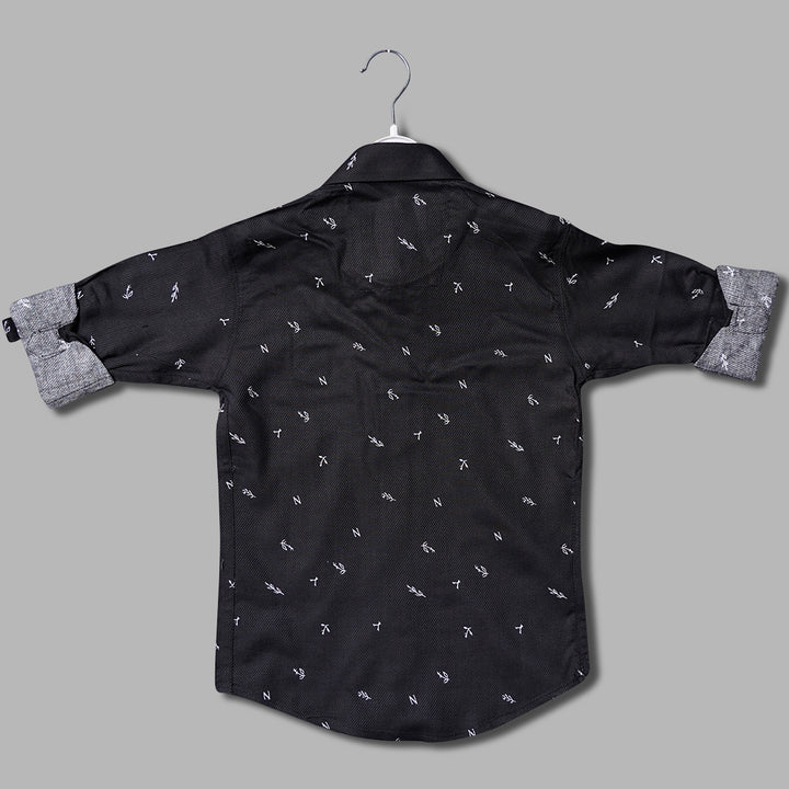 Black & White Printed Shirt For Boys Back View