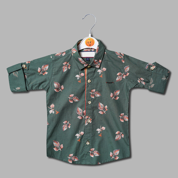 Solid Leaf Printed Shirt for Boys Front View