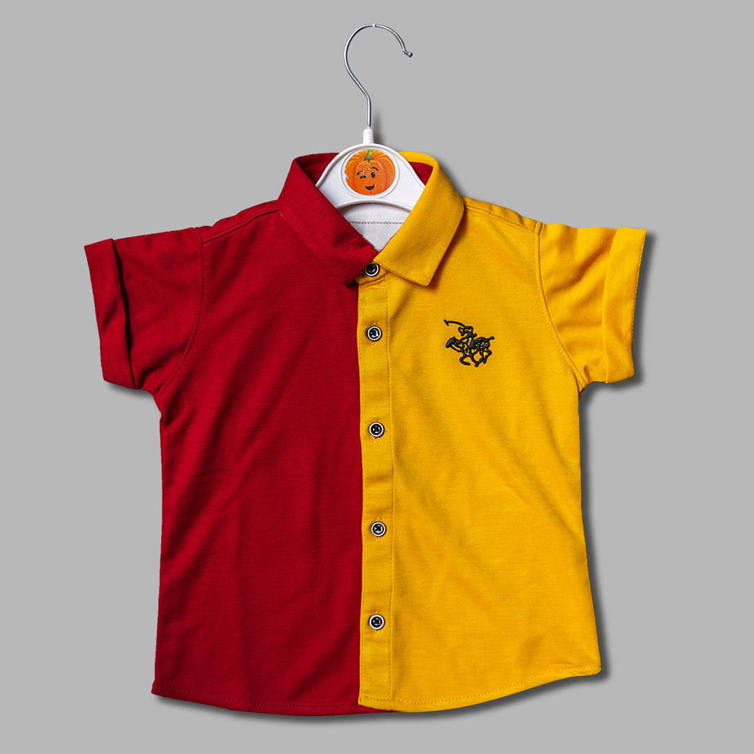 Dual Colored Half Sleeves Shirt For Boys Front View