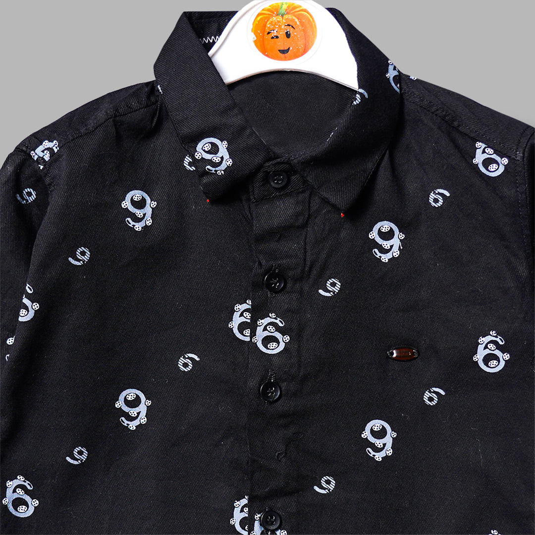 Black Full Sleeves Shirt for Boys Close Up View