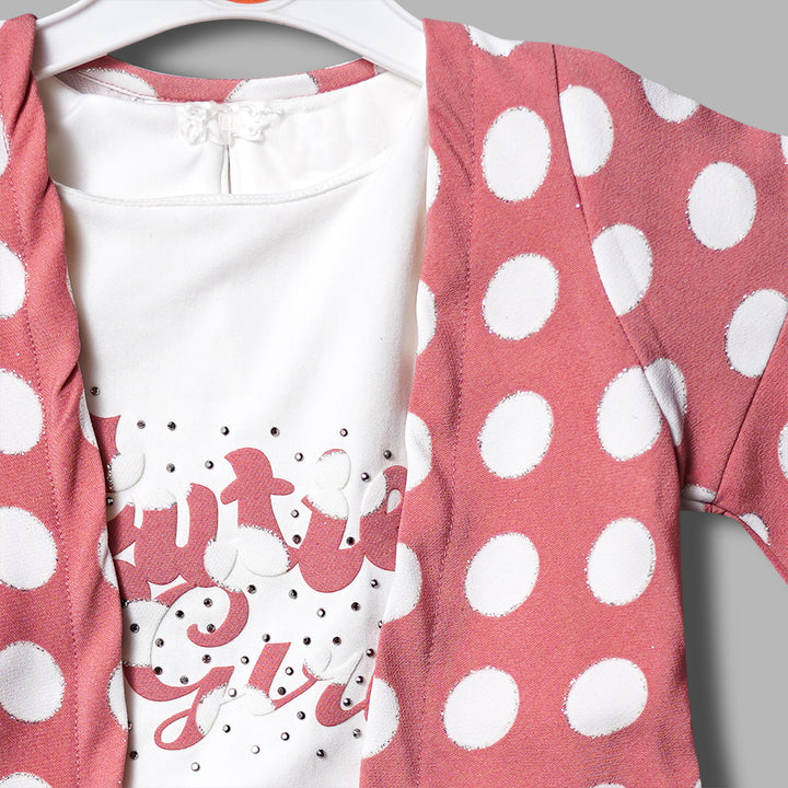3 Pcs Western Wear For Girls And Kids With Polka Print GS206036Onion