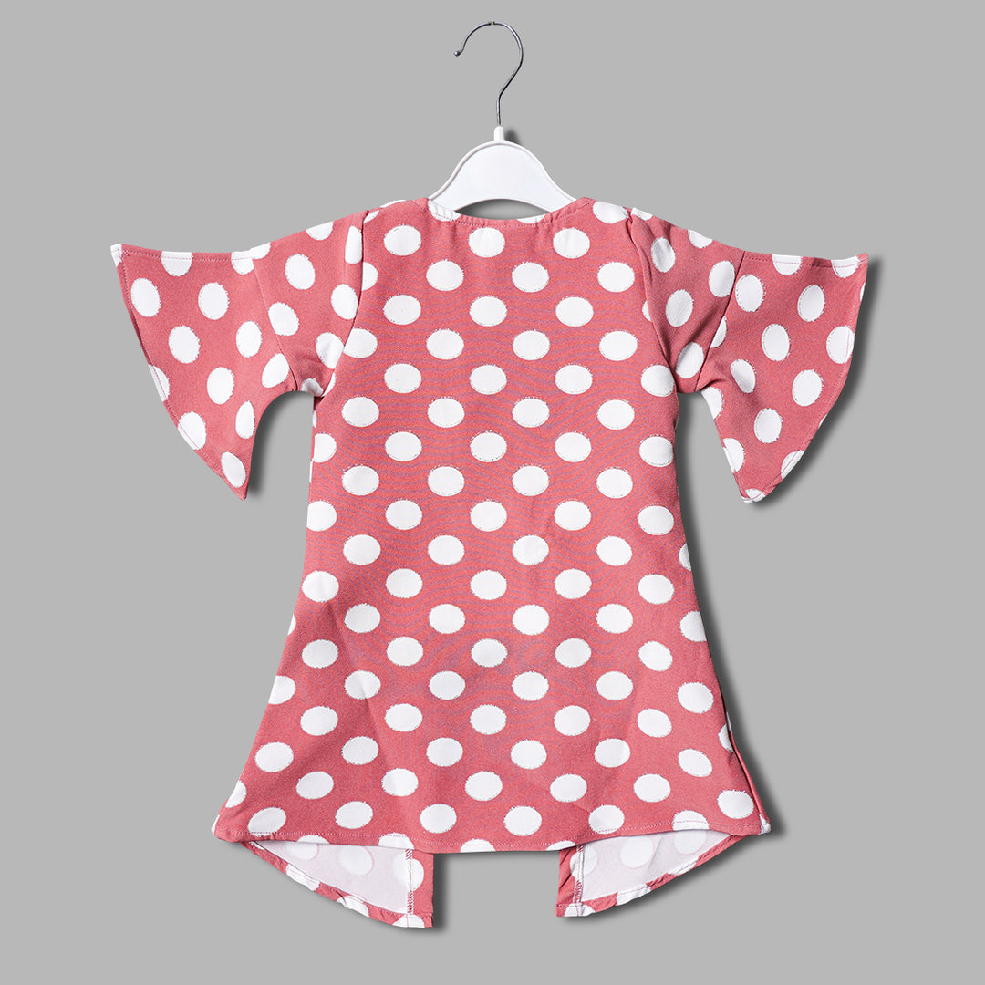 3 Pcs Western Wear For Girls And Kids With Polka Print GS206036Onion