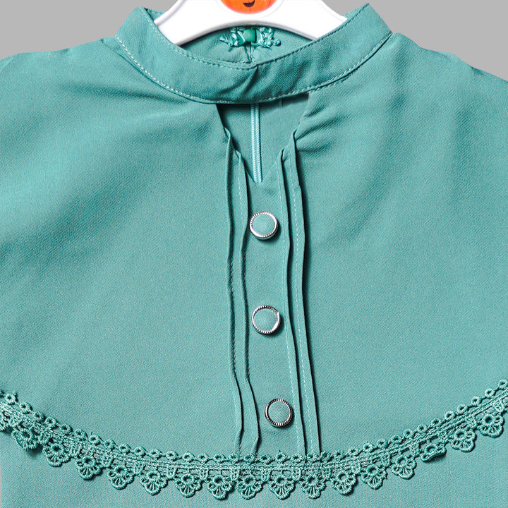 Western Wear For Girls And Kids With Pleated Palazzo Set GS209272Green