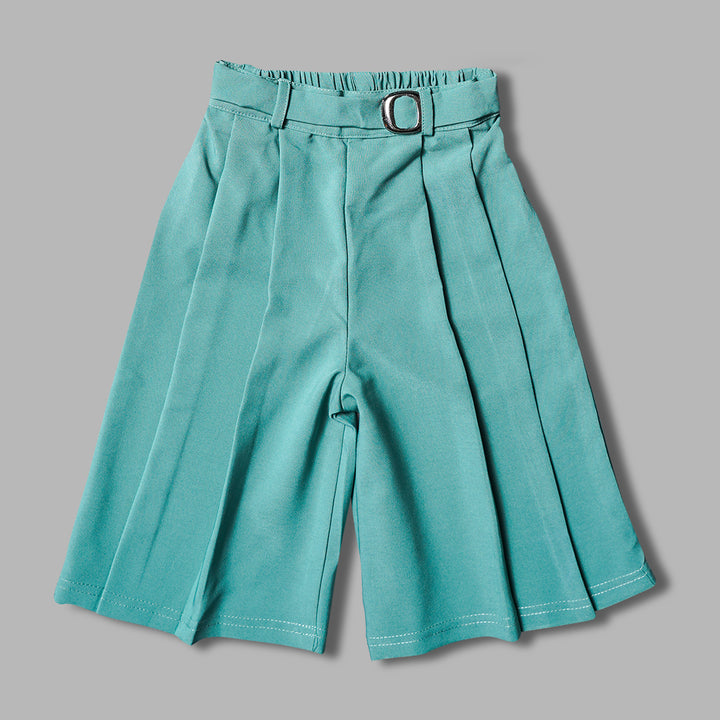Western Wear For Girls And Kids With Pleated Palazzo Set GS209272Green