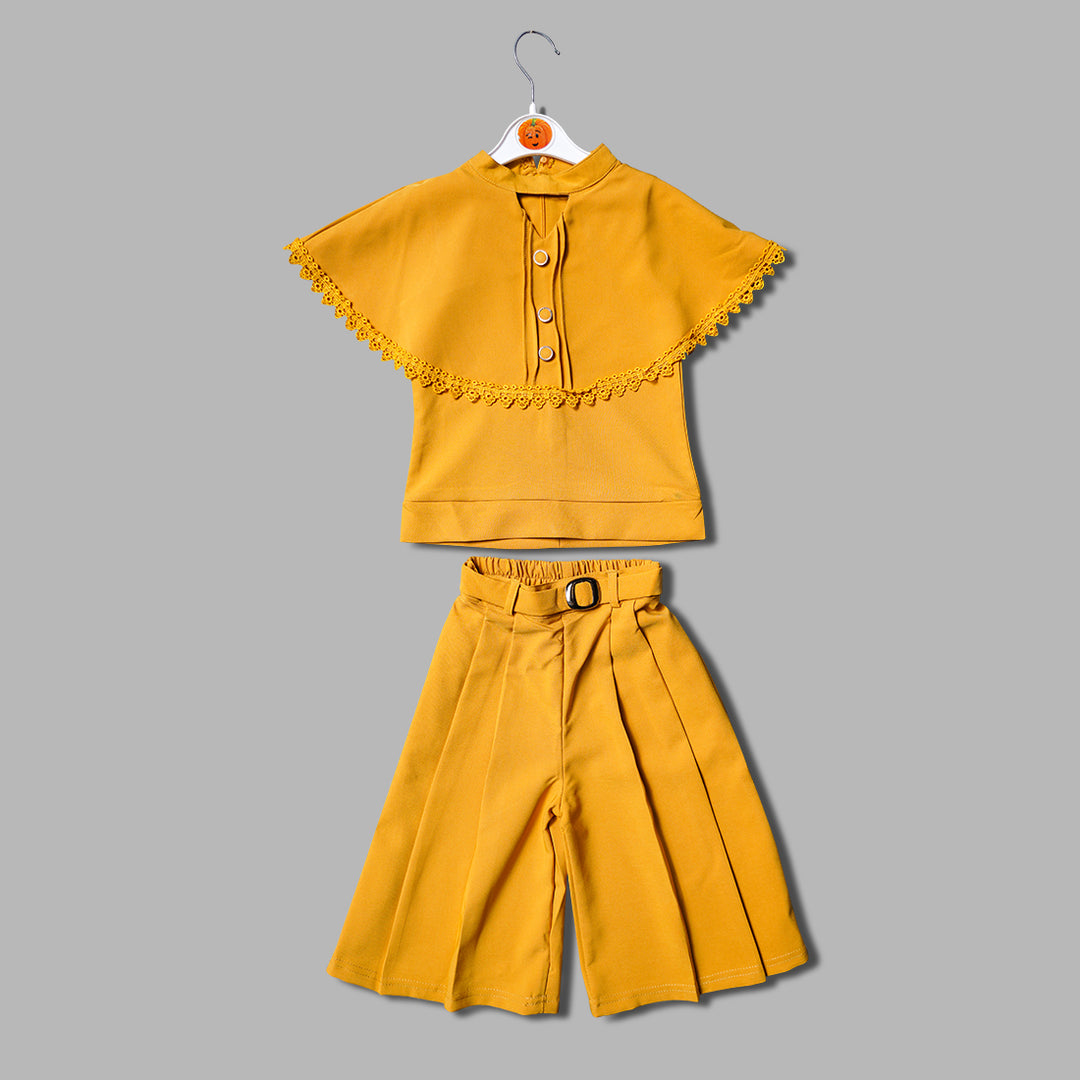 Western Wear For Girls And Kids With Pleated Palazzo Set GS209272Mustard