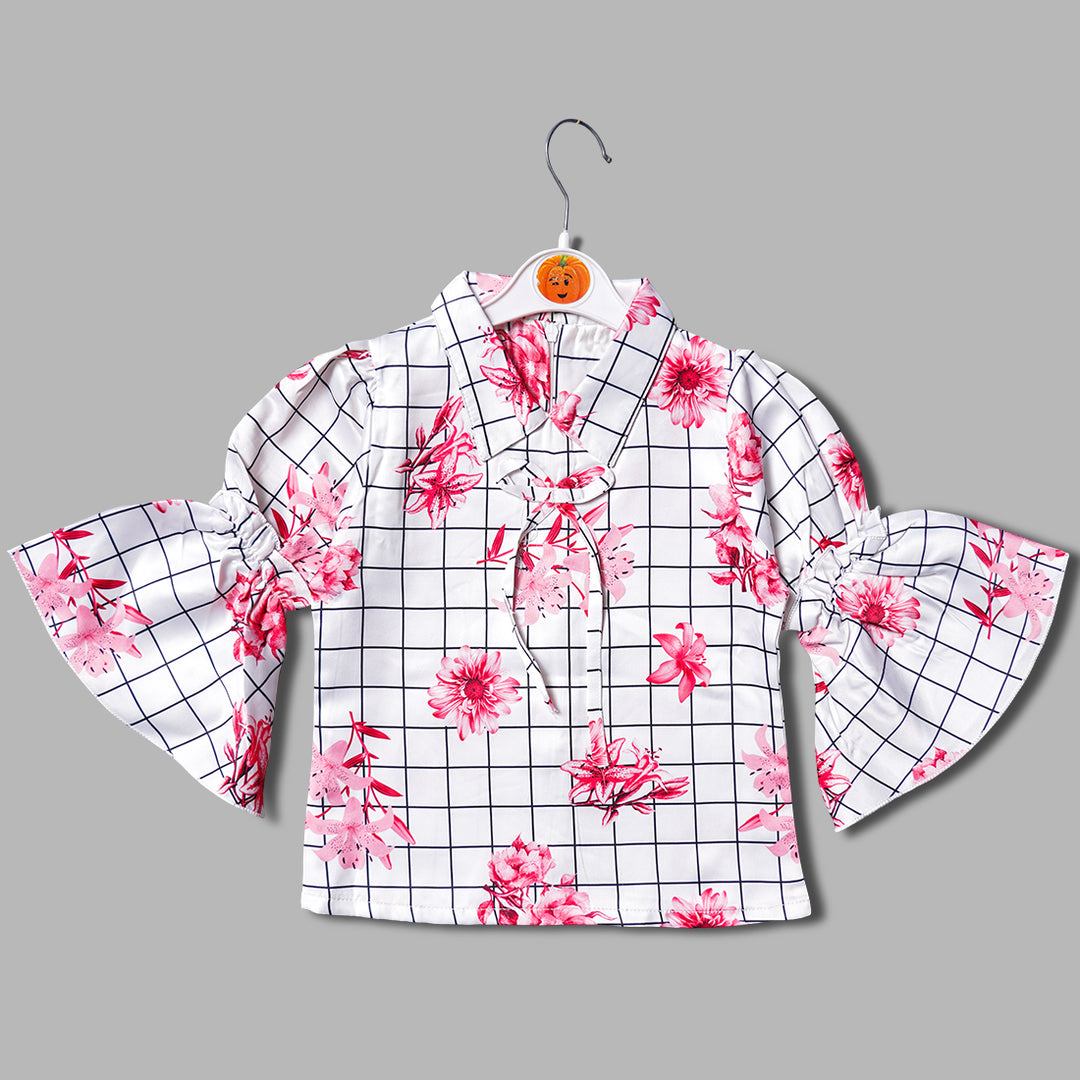 Western Wear For Girls And Kids With Flounce Sleeves GS209348Onion