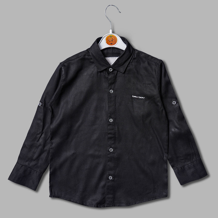 Royal Black Full Sleeves Shirt for Boys Front View