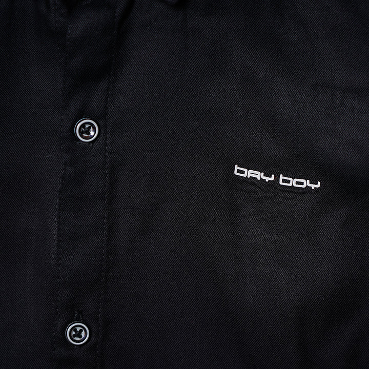 Royal Black Full Sleeves Shirt for Boys Close Up View