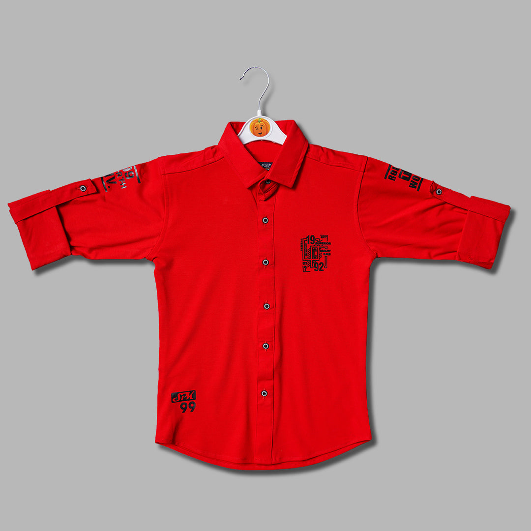 Green & Red Printed Shirt for Boys Variant Front View