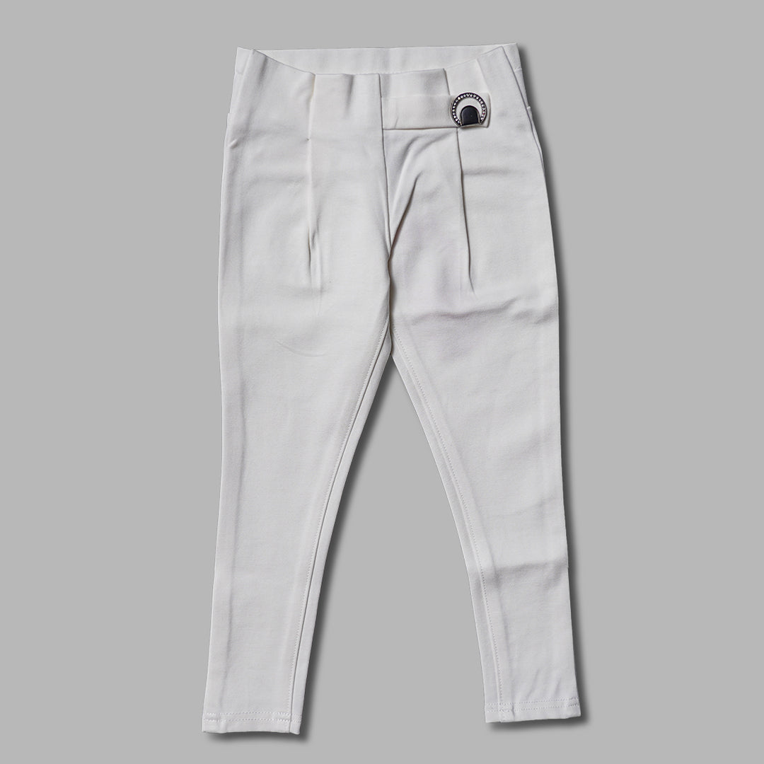 Jeggings For Girls And Kids With Elastic Waist And Soft Fabric GL246081White