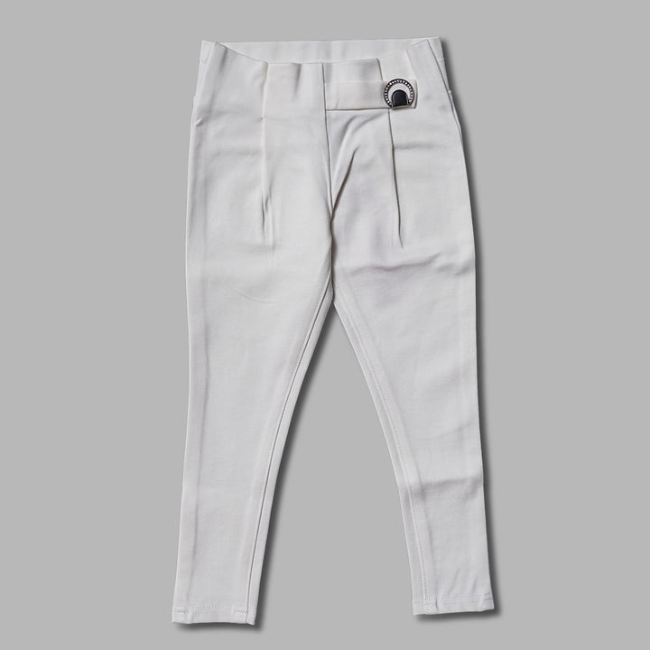 Jeggings For Girls And Kids With Elastic Waist And Soft Fabric GL246081White