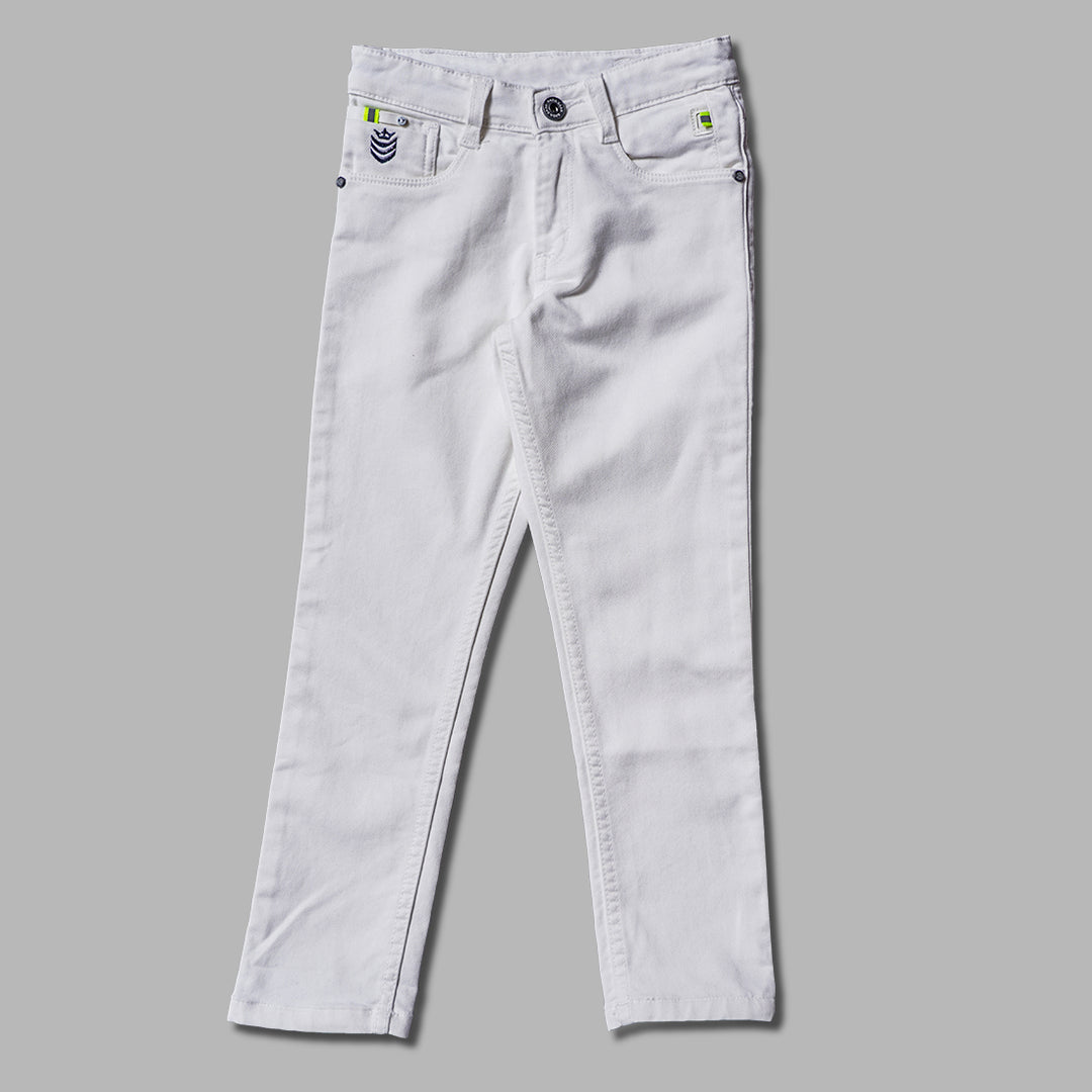 Black & White Solid Jeans for Boys Front View