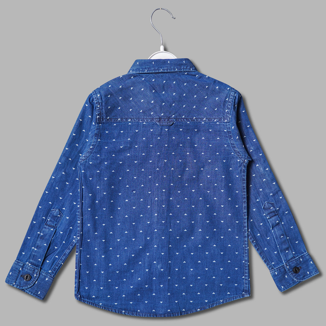 Blue Triangle Print Shirt for Boys Back View