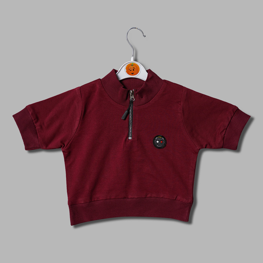 Half-Sleeves Top for Kid Girls Front View